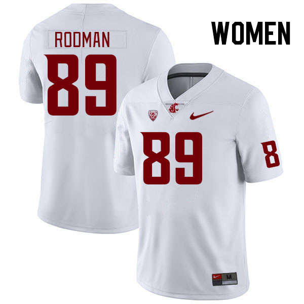 Women #89 Na'im Rodman Washington State Cougars College Football Jerseys Stitched Sale-White